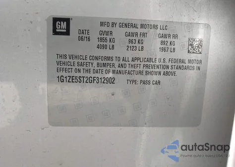 2016 Chevrolet Malibu 1Lt from USA, damaged, VIN 1G1ZE5ST2GF312902